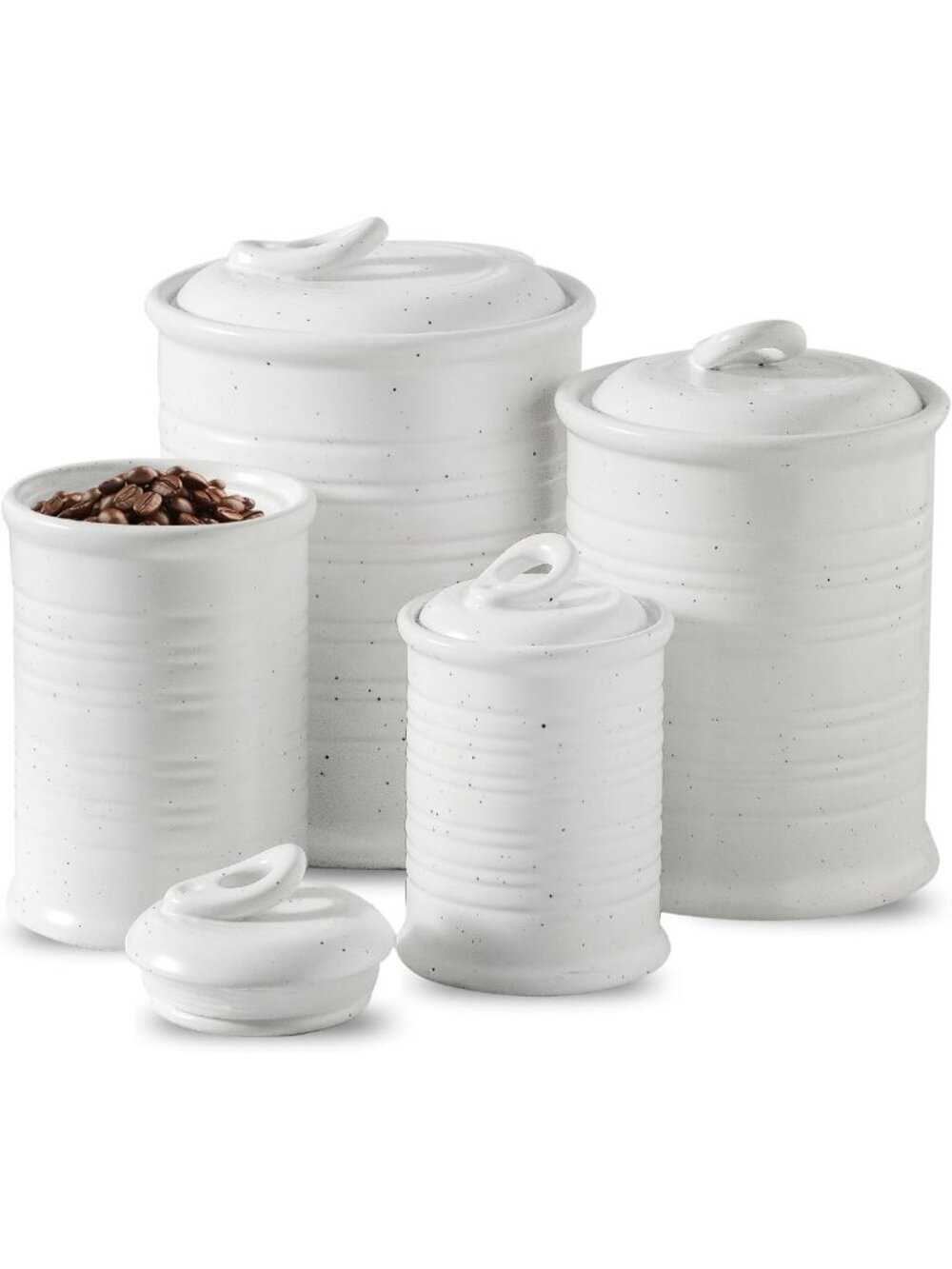 Ceramic Food Storage Jar Set of 4 | Kitchen Canisters for Dry Goods & Pantry